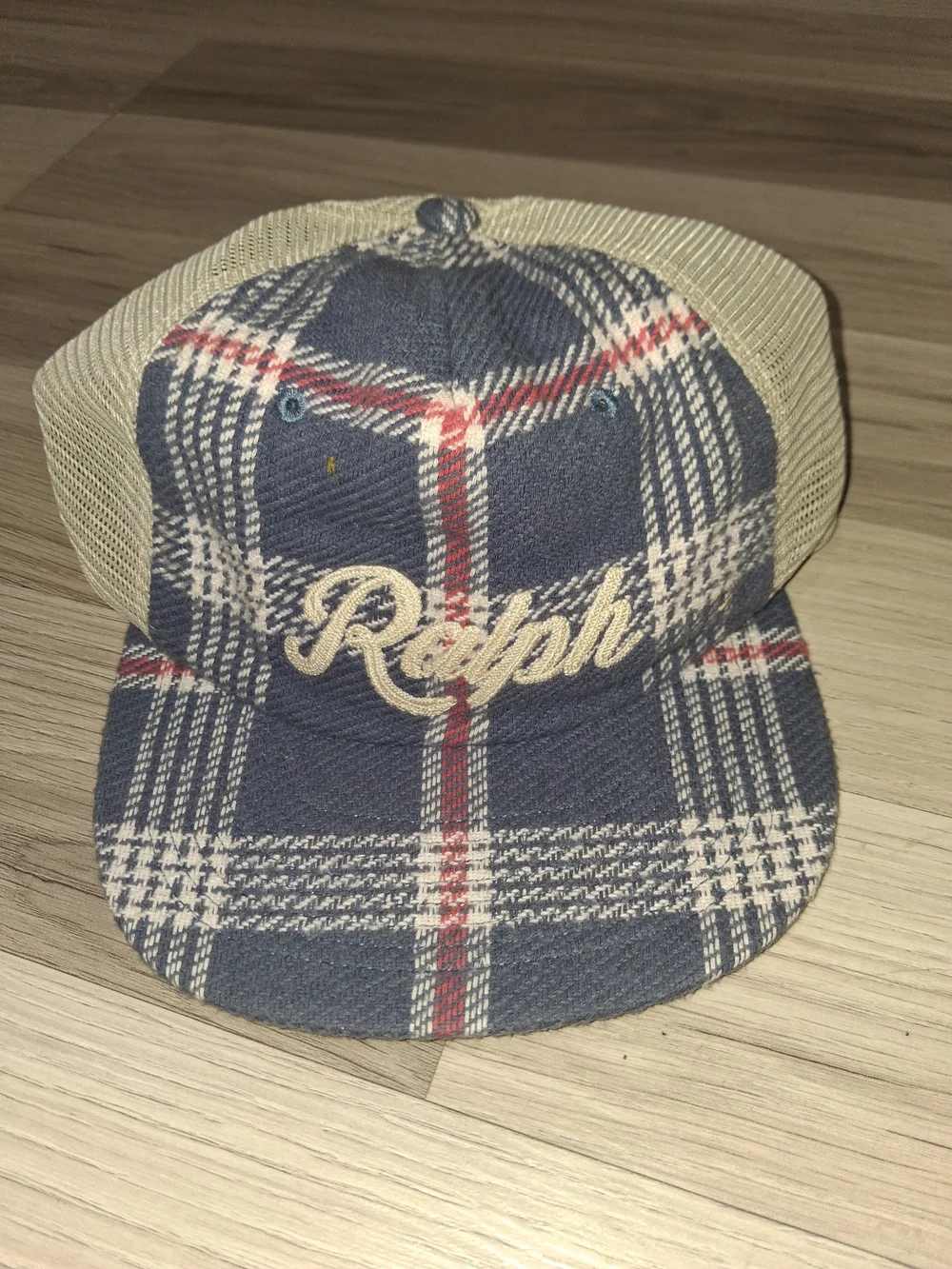 Polo by Ralph Lauren Plaid Navy, Pink & Cream Trucker Hat